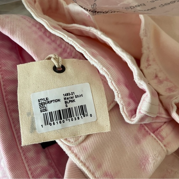 SEROYA Mariel Denim Button Shirt Washed Bleach Pink NEW - Picture 11 of 11